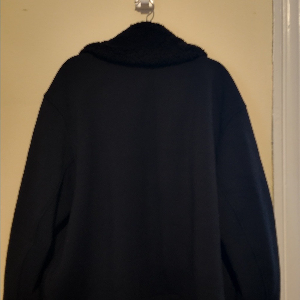 Athleta Sherpa Bomber Jacket 2X Black Zip Up Westbound Cozy Layer Lagonlook Fall - Picture 10 of 12